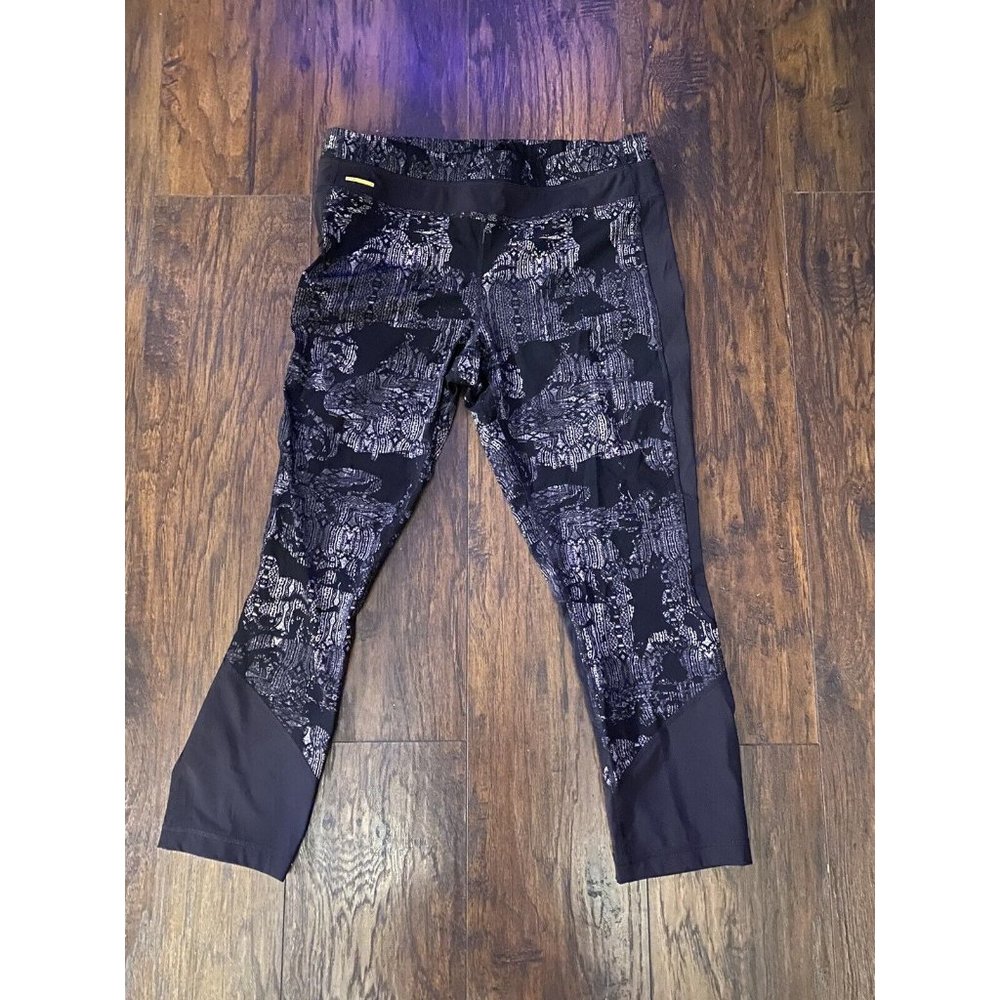 Lole Full Length Athletic Leggings Size XL Womens Black Gray With Phone Pocket